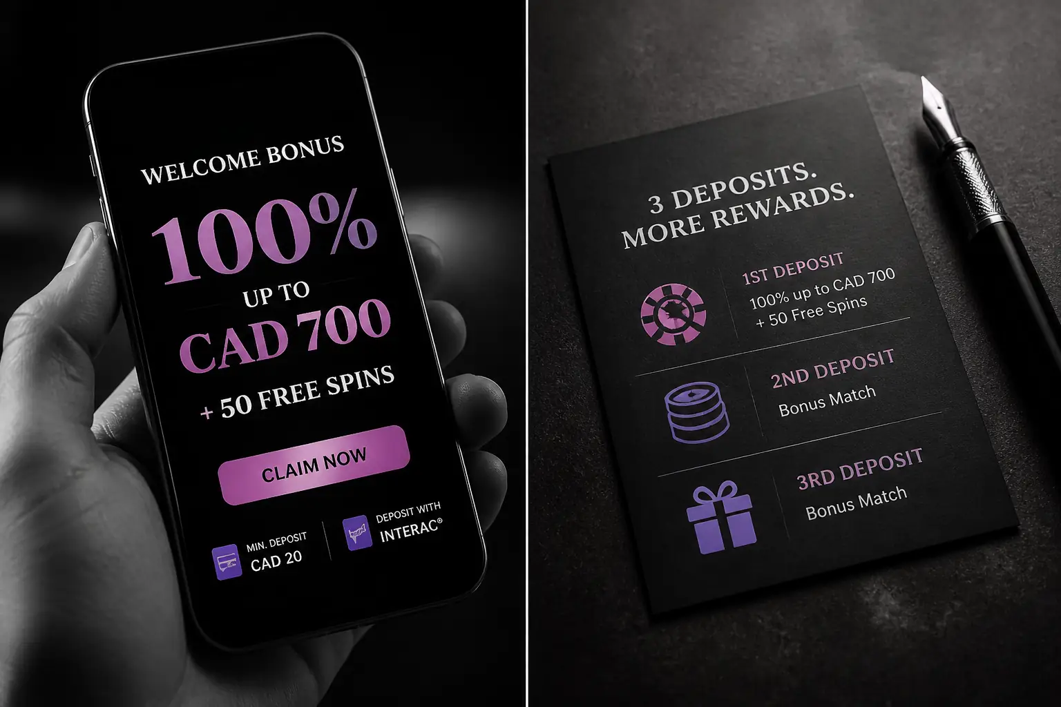 Mr Fortune Casino Bonus Canada – 100% up to CAD 700 + 50 Free Spins visual guide for Mr Fortune